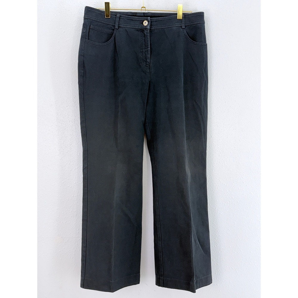 St. John Caviar Straight Leg Pants Black Chain Pocket Detail Size 8